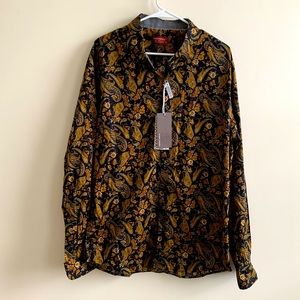 Consequence long sleeve paisley button up shirt